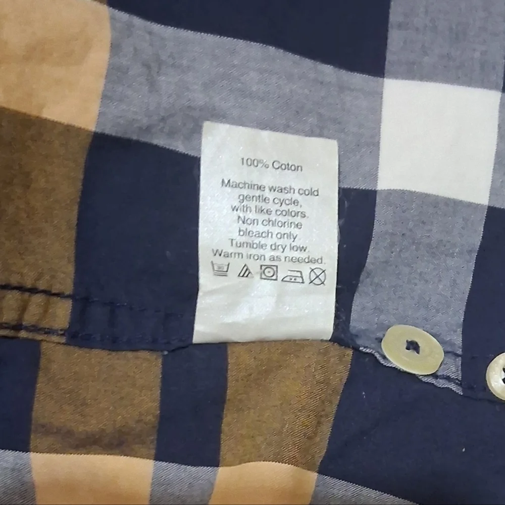 J. Crew Fitted EUC Sz. S Blue/Gold Long Sleeve‎ Casual Botton Down Shirt.